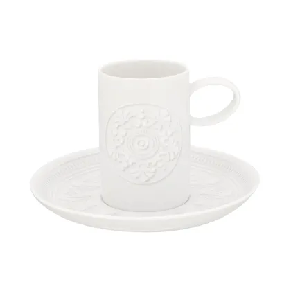 Picture Ornament coffee cup and saucer with white relief ornament - Vista Alegre