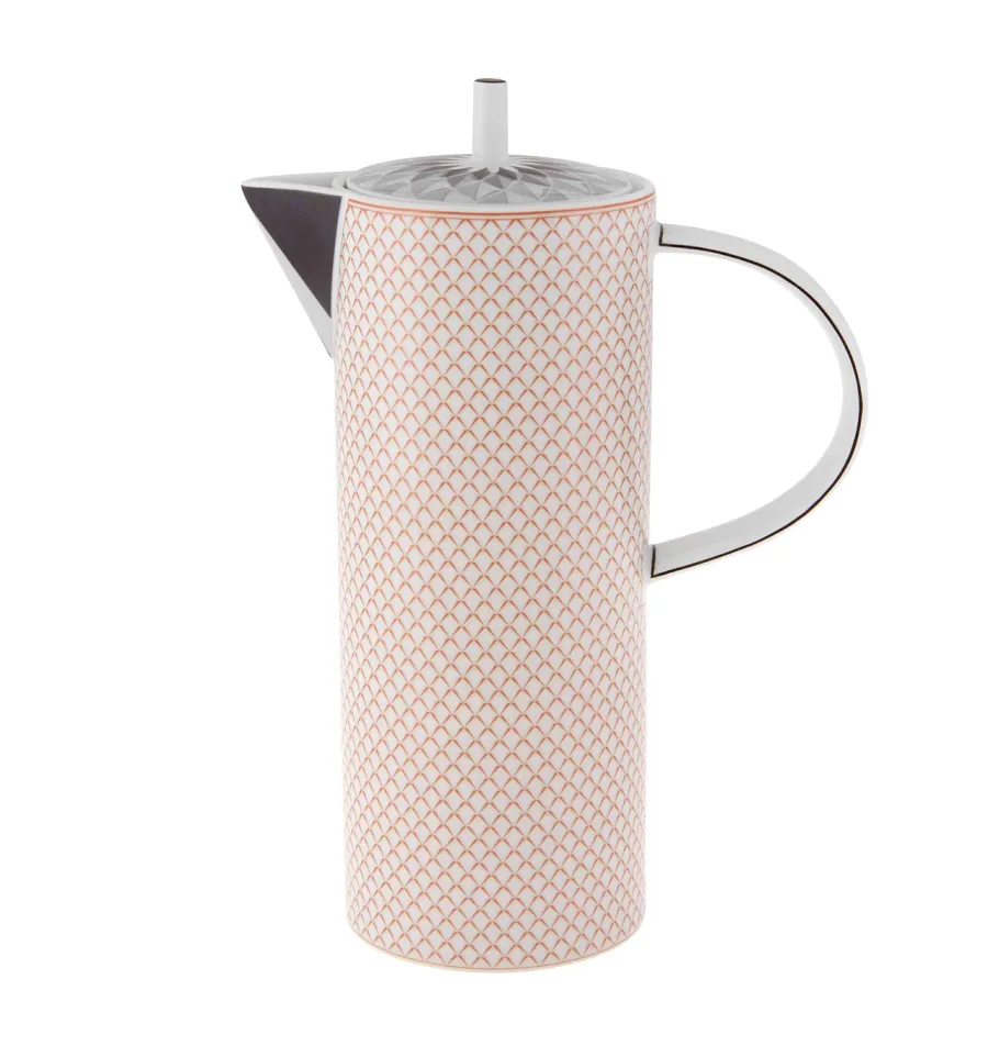 obrazek 1 Porcelanowy dzbanek do kawy Maya z czerwonym geometrycznym wzorem - Vista Alegre