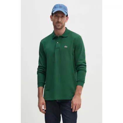 Zdjęcie Lacoste longsleeve bawełniany L1312 132 kolor zielony gładki L1312.032-032