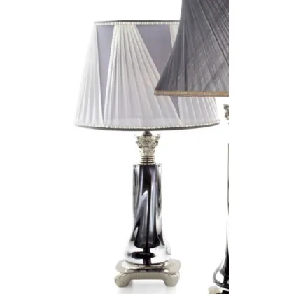 Zdjęcie Luksusowa lampa stołowa z szarego kryształu florenckiego z kloszem – Il Paralume Marina