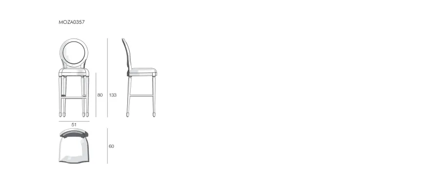 obrazek 3 Stylowe tapicerowane krzesło barowe Mozaic