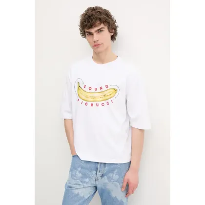 Zdjęcie Fiorucci t-shirt bawełniany Banana Sound Print Regular Fit T-Shirt męski kolor biały z nadrukiem U02SPTSH323CJ01WH04