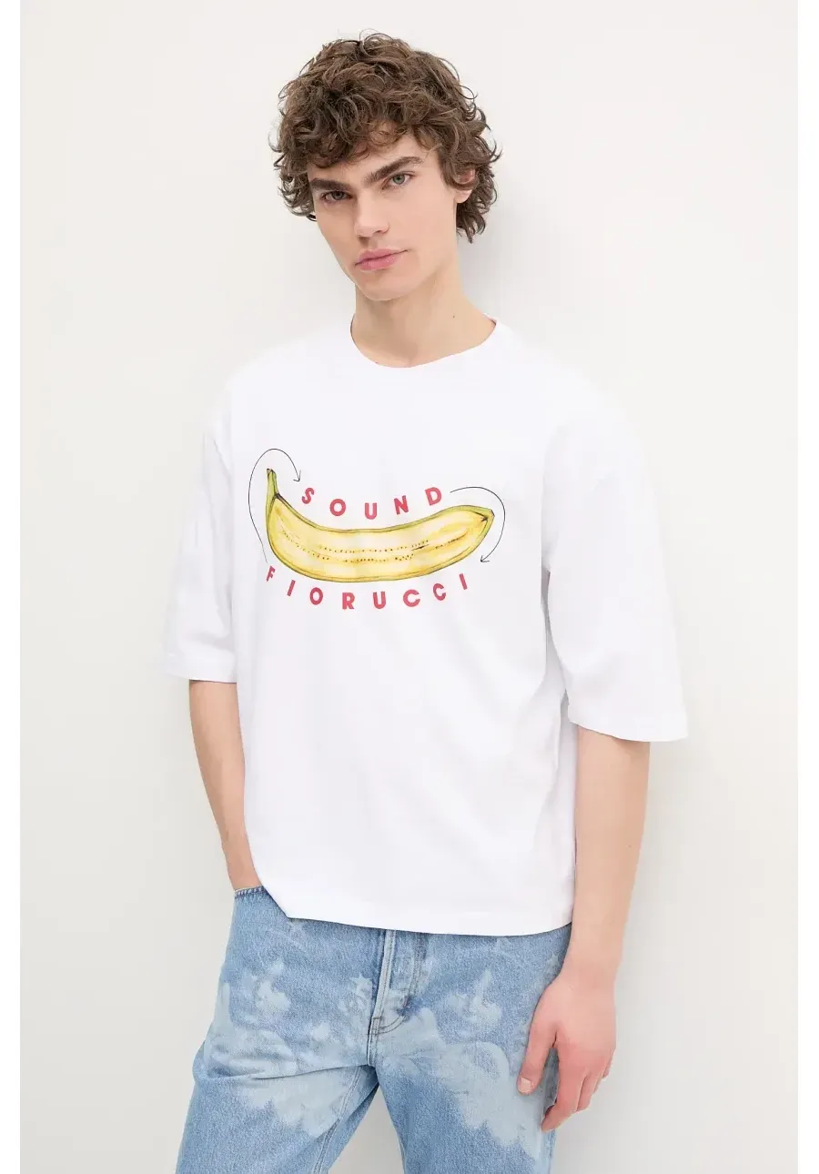 obrazek 1 Fiorucci t-shirt bawełniany Banana Sound Print Regular Fit T-Shirt męski kolor biały z nadrukiem U02SPTSH323CJ01WH04