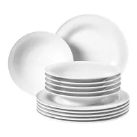Picture 12-piece white porcelain dinner tableware in a modern style - Seltmann Weiden