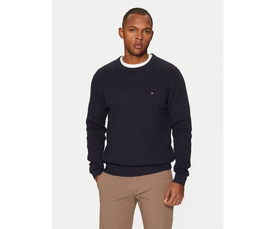 obrazek 1 Tommy Hilfiger Sweter MW0MW37400 Granatowy Slim Fit