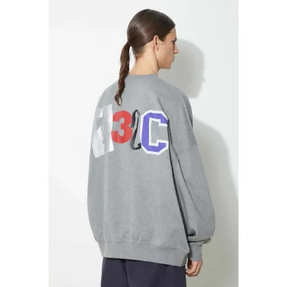 Zdjęcie 032C bluza bawełniana 'Mutli-Media' Bubble Crewneck męska kolor szary z nadrukiem SS24-C-2022