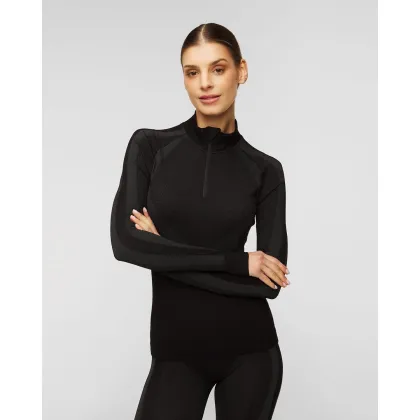 Zdjęcie Czarny Longsleeve Bezszwowy Z Zamkiem Damski We Norwegians Racer