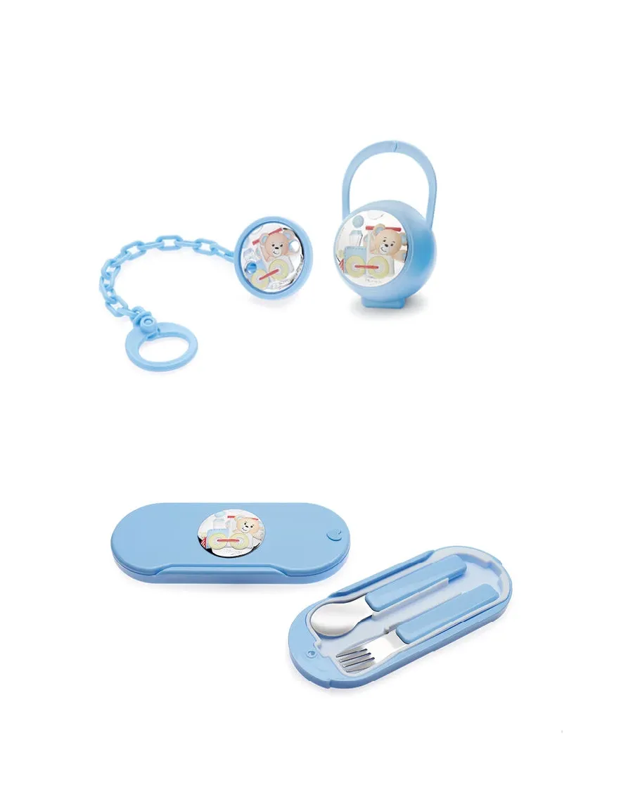 obrazek 2 Niebieski uchwyt na smoczek „Pociąg marzeń”