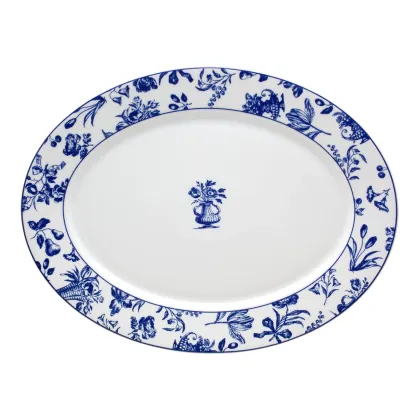 Zdjęcie Porcelanowy duży owalny talerz Chintz Azul z motywem roślinnym - Vista Alegre