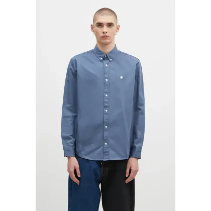Zdjęcie Carhartt WIP koszula bawełniana Longsleeve Madison Shirt męska kolor niebieski regular z kołnierzykiem button-down I023339.2E3XX