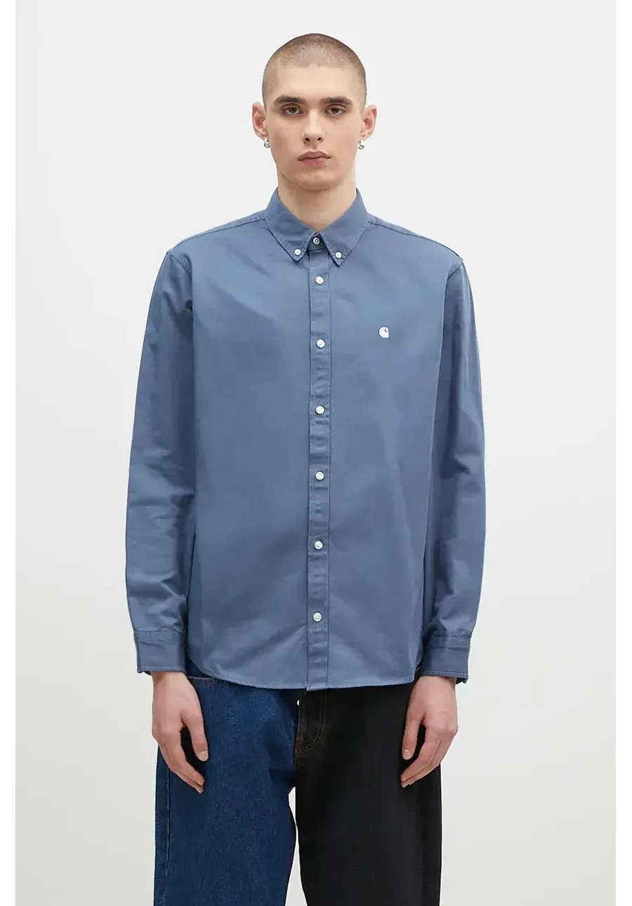 obrazek 1 Carhartt WIP koszula bawełniana Longsleeve Madison Shirt męska kolor niebieski regular z kołnierzykiem button-down I023339.2E3XX