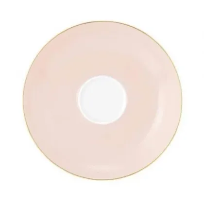 Zdjęcie Prestiżowy duży porcelanowy spodek z różowo złotym zdobieniem – Tettau