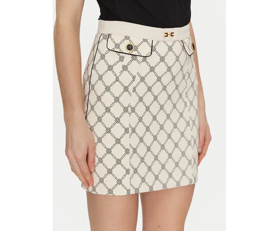 obrazek 1 Elisabetta Franchi Spódnica mini GO-S03-51E2-V320 Écru Regular Fit