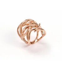 Picture Italian ring Silver plated with rose gold, White zircons