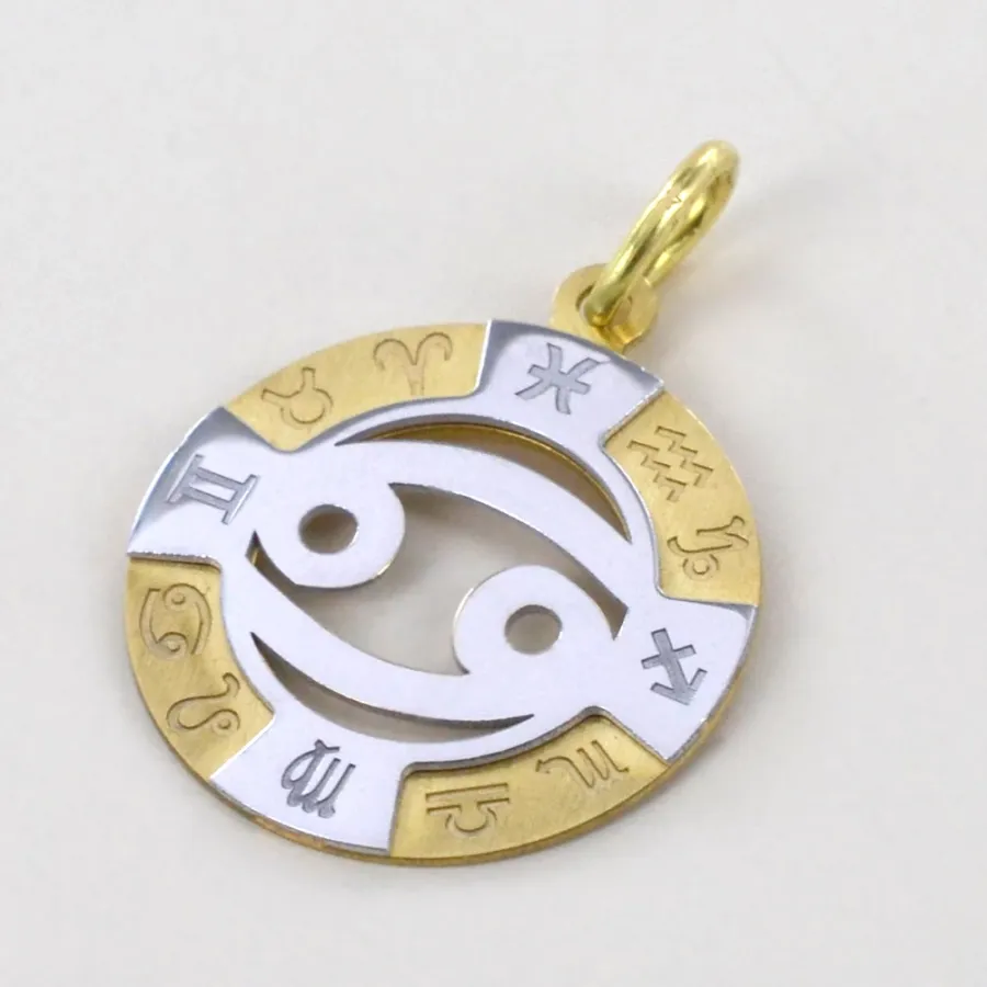 obrazek 4 Zawieszka zodiaku Raka z żółtego i białego złota
