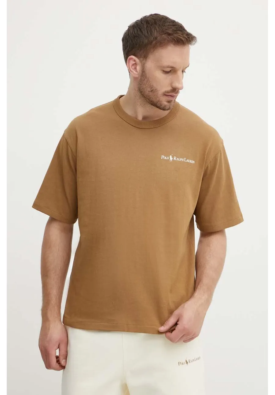 obrazek 1 Polo Ralph Lauren t-shirt bawełniany męski kolor brązowy z nadrukiem 710950133001