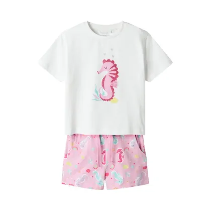 Zdjęcie NAME IT Komplet t-shirt i spodenki Zosanna 13239682 Różowy Regular Fit