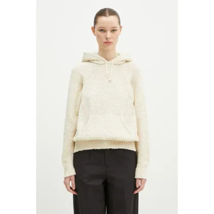 Zdjęcie WMV sweter jedwabny Raglan Hoodie P.O. Knit Mawata damski kolor beżowy 325105012002