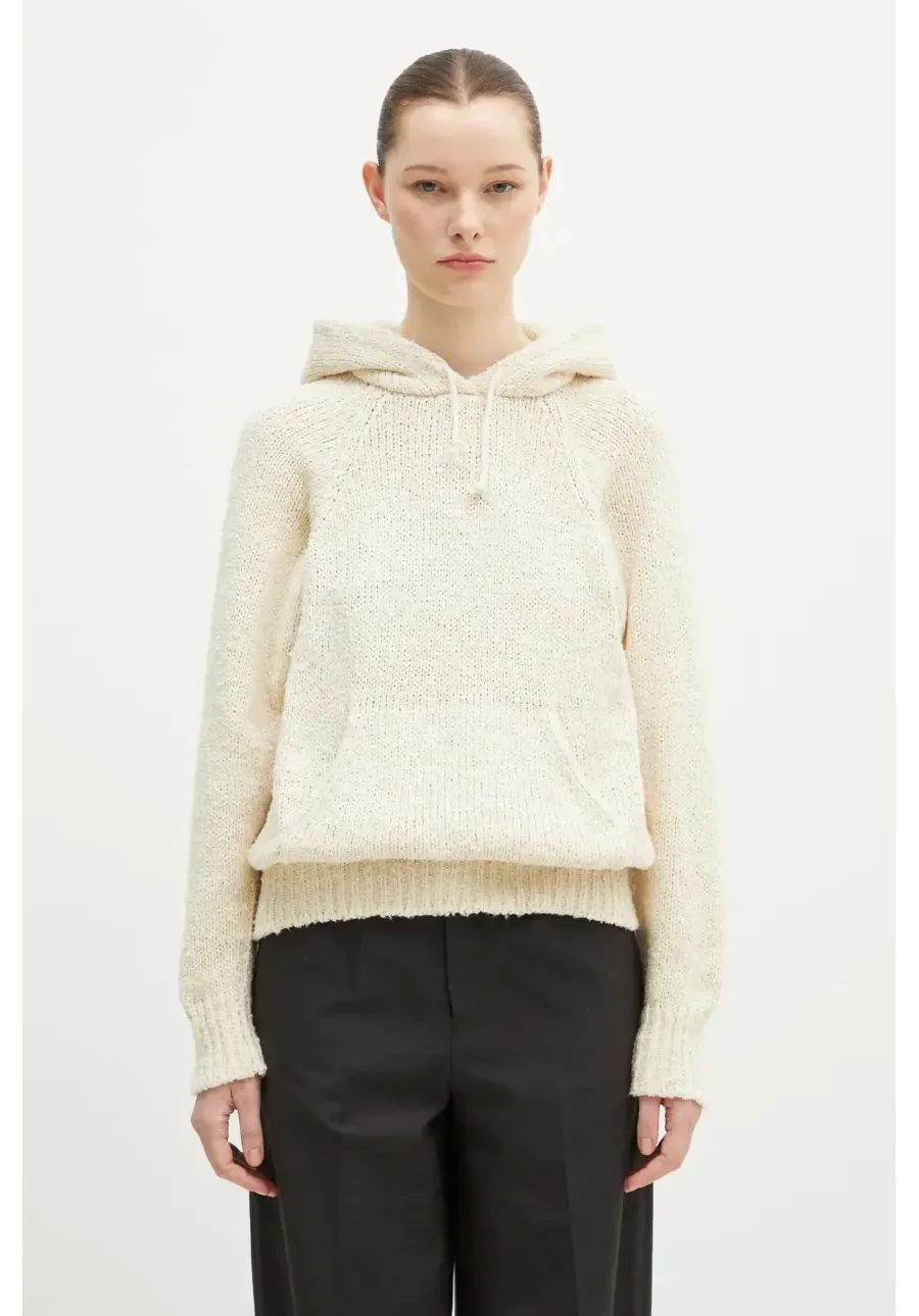 obrazek 1 WMV sweter jedwabny Raglan Hoodie P.O. Knit Mawata damski kolor beżowy 325105012002
