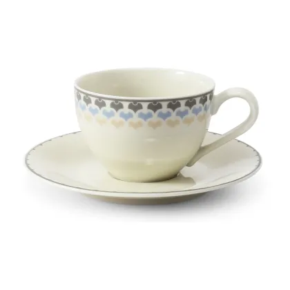 Zdjęcie Wyjątkowa filiżanka ze spodkiem z porcelany w kolorze kości słoniowej z  kolekcji NatureLine – wariant 2 – Leander