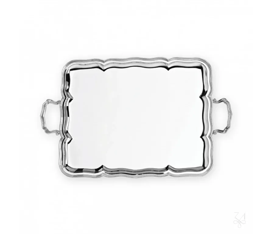 obrazek 1 Oryginalna prostokątna srebrna taca Settecento 23×18 cm - Zaramella Argenti
