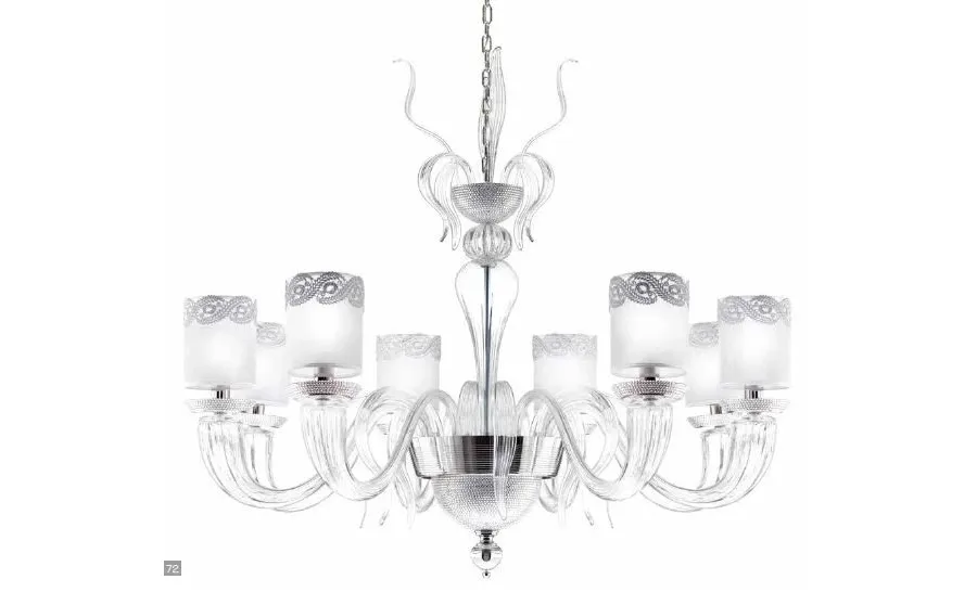 obrazek 1 8-świetlny żyrandol ze szkła Murano z mosiężnymi elementami inkrustowanymi kryształami Swarovski - Il Paralume Marina