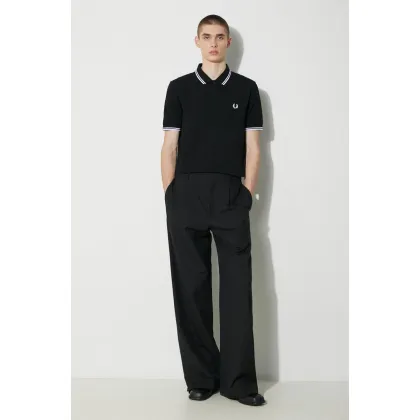 Zdjęcie Fred Perry polo bawełniane Twin Tipped Shirt kolor czarny z aplikacją M3600.350