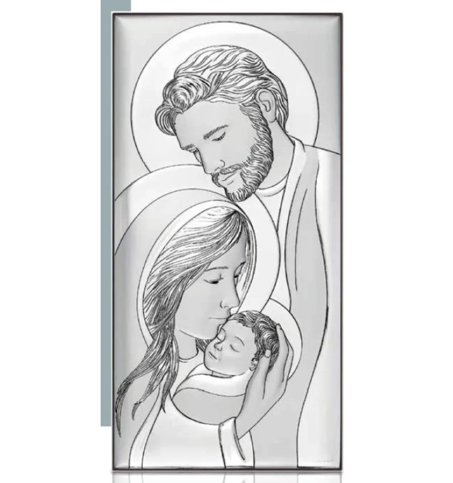 obrazek 1 Niepowtarzalny srebrny obraz na płycie Święta Rodzina 18х36 cm