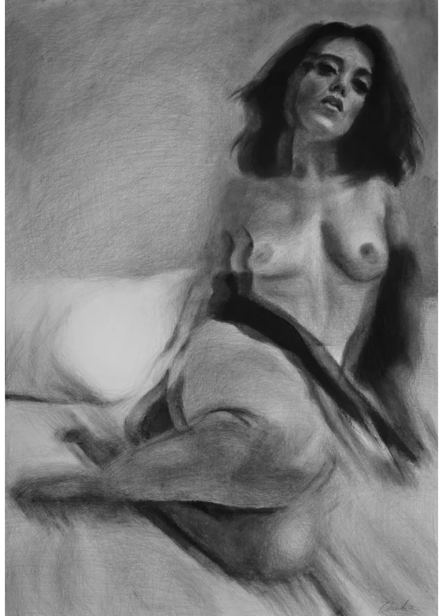 picture 1 "Niedosyt" - female nude / drawing on paper 100x70cm, Kamila Ossowska