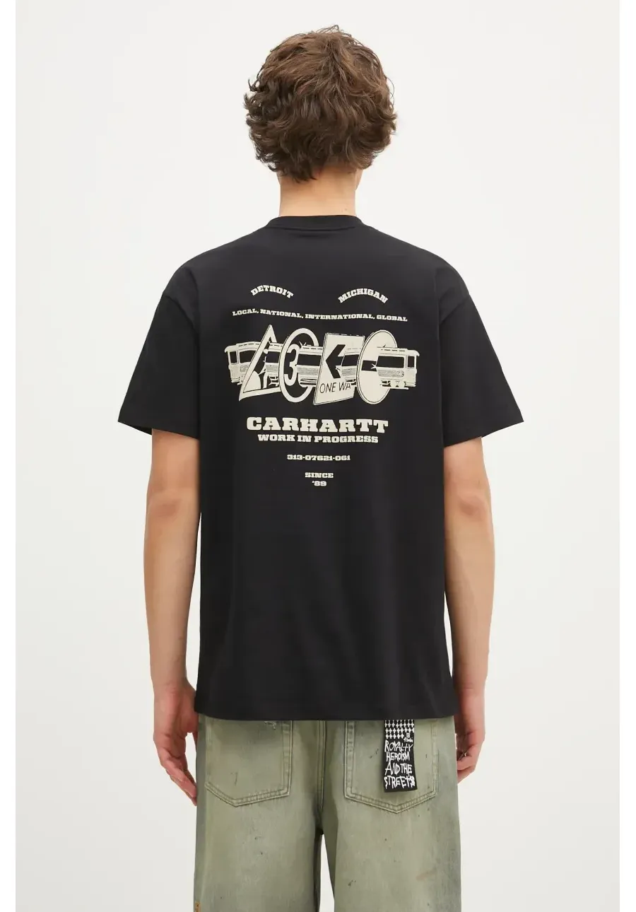 obrazek 1 Carhartt WIP t-shirt bawełniany Runaway męski kolor czarny z nadrukiem I034409.K02XX