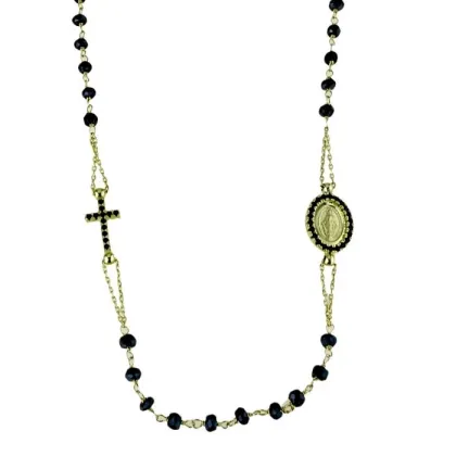 Zdjęcie Piękny włoski choker z czrnymi koralikami 45 cm