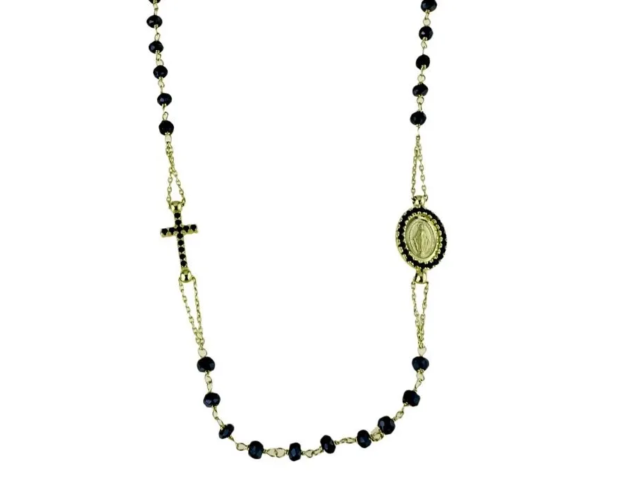 obrazek 1 Piękny włoski choker z czrnymi koralikami 45 cm