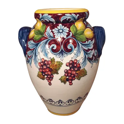 Picture Italian ceramic vase from the Liguria collection decorated with vines