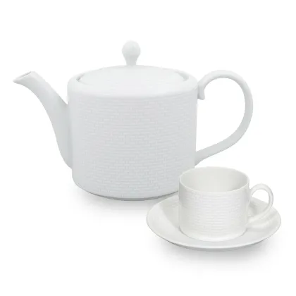 Picture White classic porcelain tea set from the Cesta - Vista Alegre collection