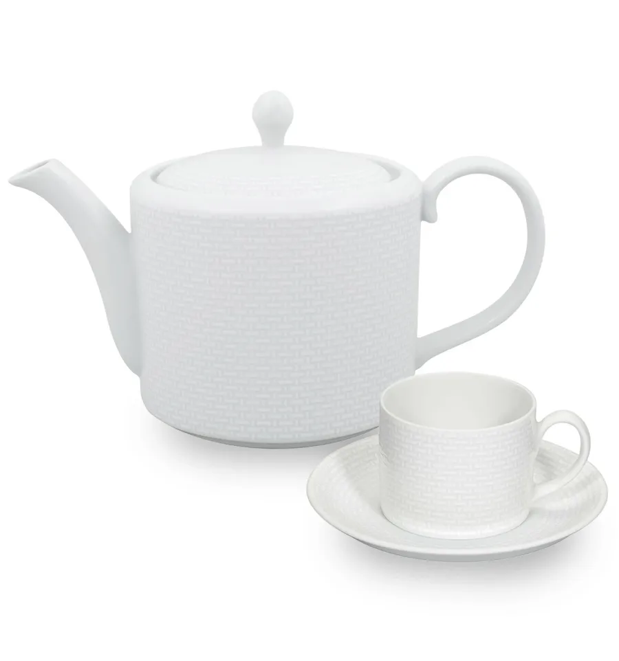 picture 1 White classic porcelain tea set from the Cesta collection - Vista Alegre