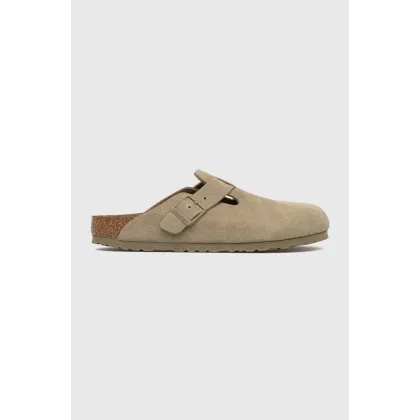 Zdjęcie Birkenstock klapki zamszowe Boston damskie kolor zielony 1025844