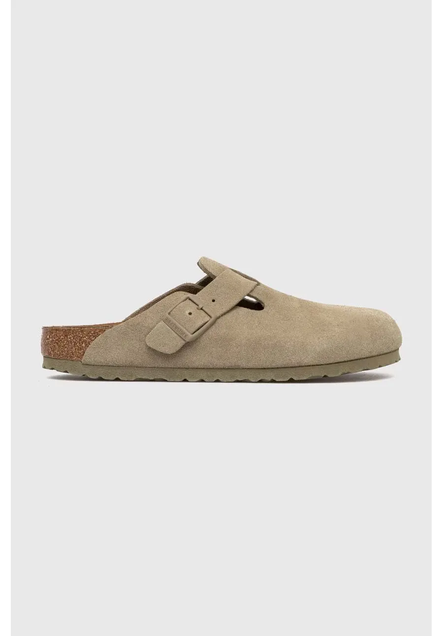obrazek 1 Birkenstock klapki zamszowe Boston damskie kolor zielony 1025844