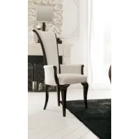 Picture Jean armchair upholstered in white leather, solid wood, vintage black finish - Avenanti