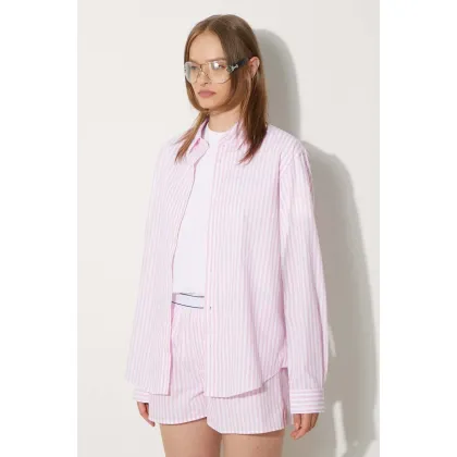 Zdjęcie Sporty & Rich koszula bawełniana SRC Embroidered damska kolor różowy relaxed z kołnierzykiem klasycznym SI001S402SP