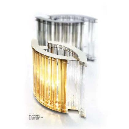 Zdjęcie Luksusowa lampa stołowa z przezroczystymi i bursztynowymi trójścianami ze szkła Murano - Il Paralume Marina