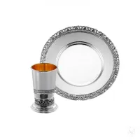 Picture Silver Conico kiddush set decorated with a beautiful motif - Zaramella Argenti