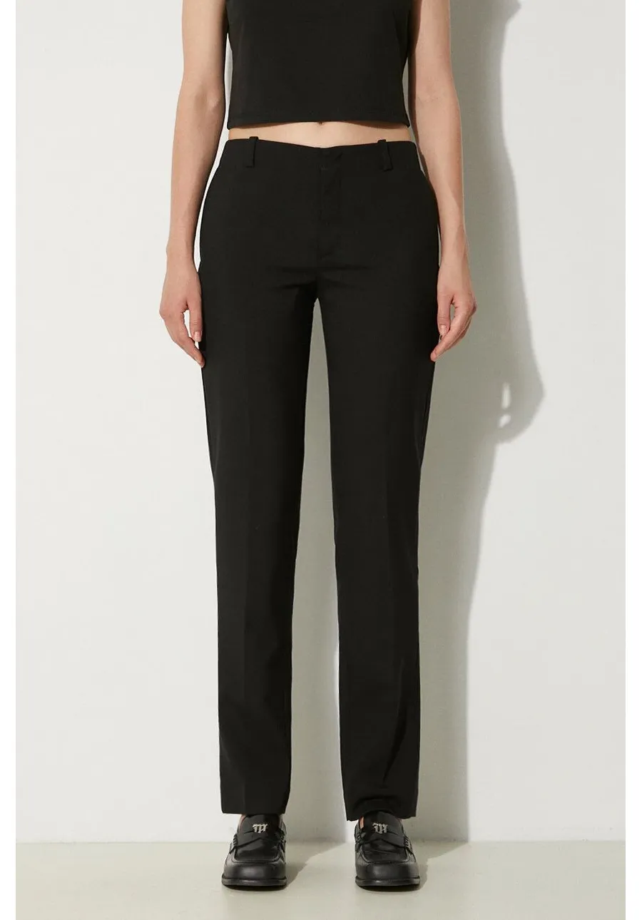obrazek 1 Kenzo spodnie wełniane kolor czarny fason cygaretki high waist FE62PA0929GE.99