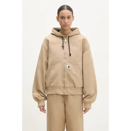 Zdjęcie Carhartt WIP kurtka jeansowa OG Active Jacket damska kolor brązowy przejściowa oversize I034321.700