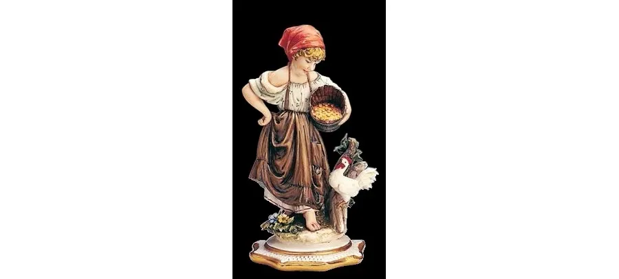 picture 1 Girl feeding chickens - Italian porcelain
