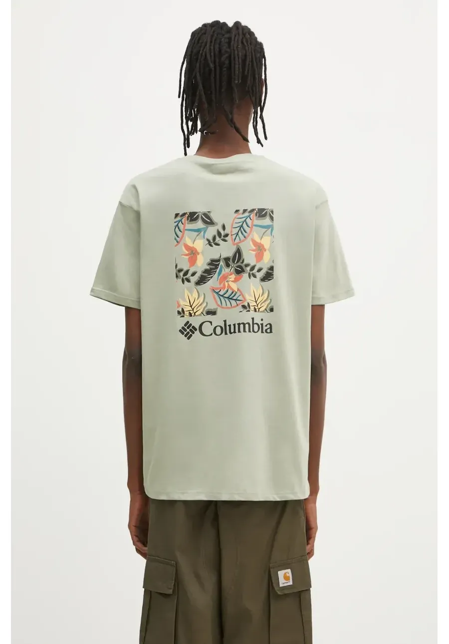 obrazek 1 Columbia t-shirt bawełniany North Cascades męski kolor zielony z nadrukiem 1834041.