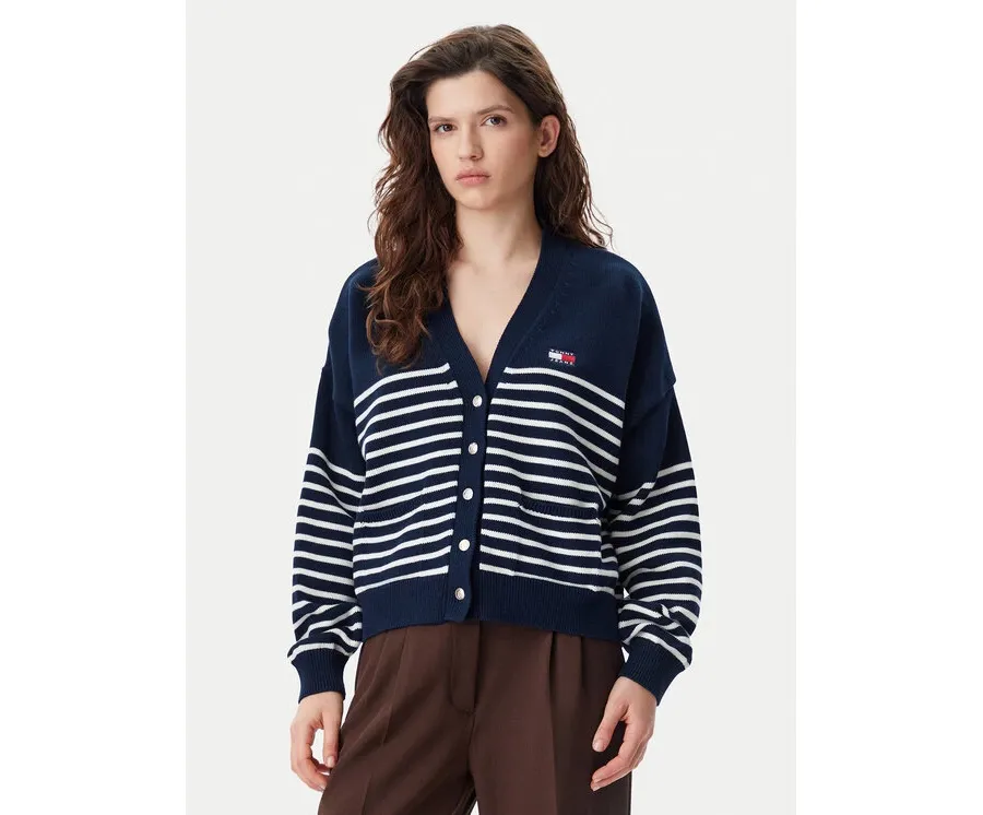 obrazek 1 Tommy Jeans Kardigan DW0DW20257 Granatowy Relaxed Fit