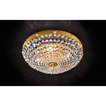 Zdjęcie Żyrandol sufitowy w złotym wykończeniu z kryształami