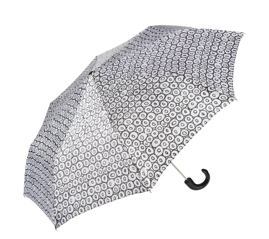 obrazek 6 Elegancki biały parasol damski zdobiony motywem czarnych małych okręgów - Pasotti