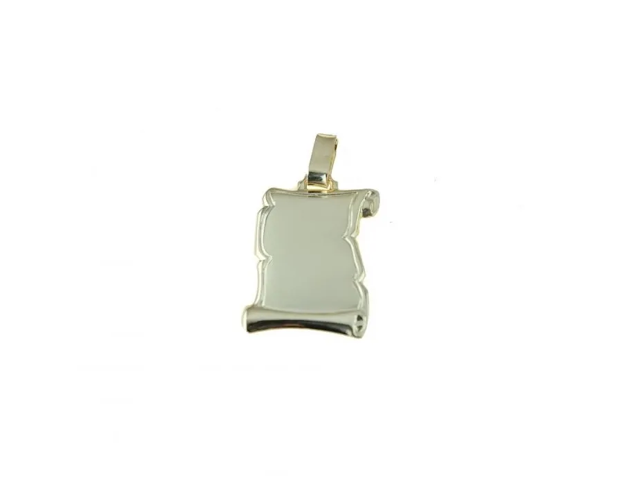 obrazek 1 Włoska zawieszka pergamin z białego złota 22x18mm