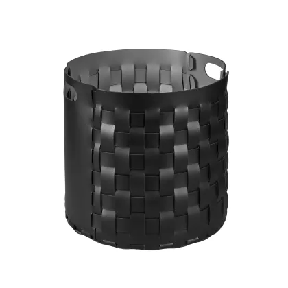 Zdjęcie Pleciony kosz Bottega Ø40xH40 cm wykonany z czarnej naturalnej skóry